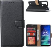 Hoesje geschikt voor Motorola Moto One Fusion Hoesje met Pasjeshouder booktype case - Zwart