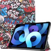 Hoes Geschikt voor iPad Air 2020 Hoes Book Case Hoesje Trifold Cover - Hoesje Geschikt voor iPad Air 4 2020 Hoesje Bookcase - Graffity