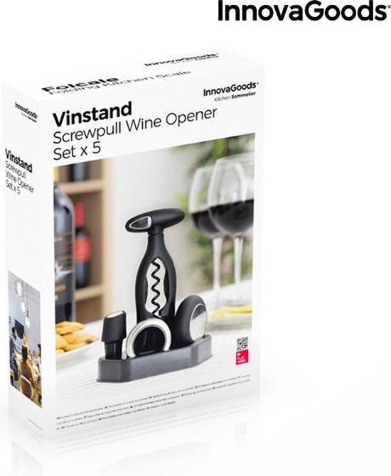 Wijnset met spiraalvormige kurkentrekker en accessoires Vinstand InnovaGoods Onderdelen | bol.com