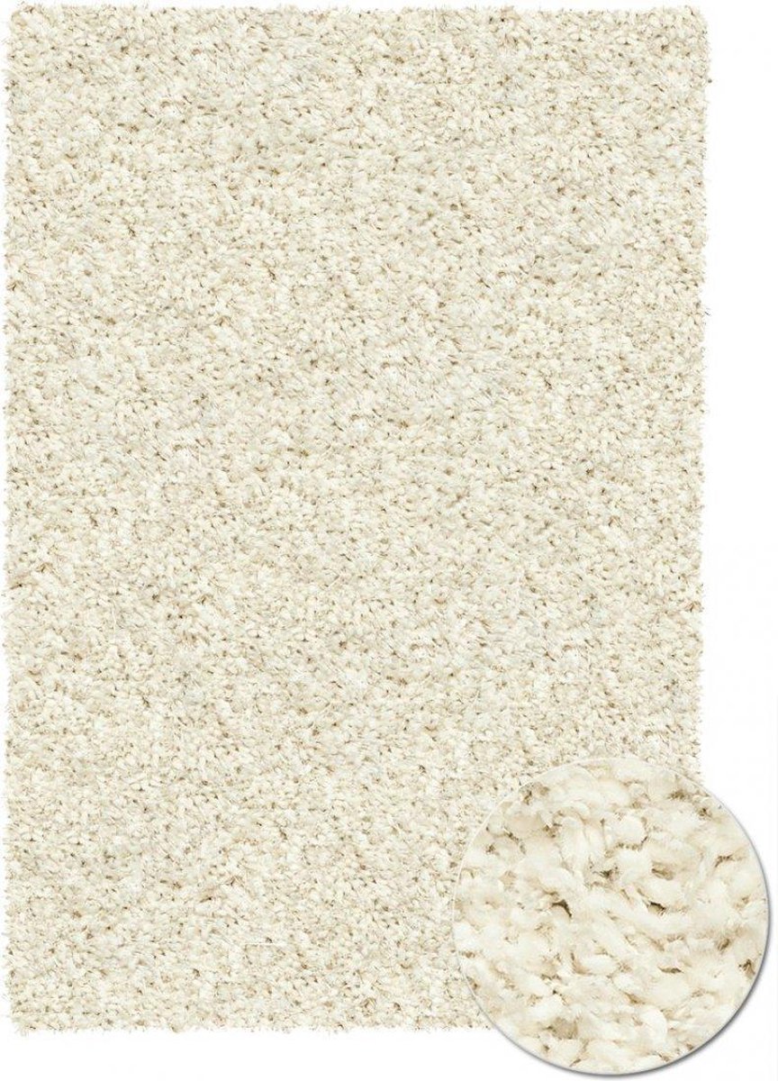 Rugsman Mellow Vloerkleed - Ø 200 cm - Wit - Rechthoekig, Loper, Rond - Syntethisch - Woonkamer - Effen - Shaggy - Hoogpolig, Boho, Modern