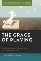 Boekhoes met een silhouet van een kind dat achter papieren vliegtuigjes aan rent. Titel: The Grace of Playing.