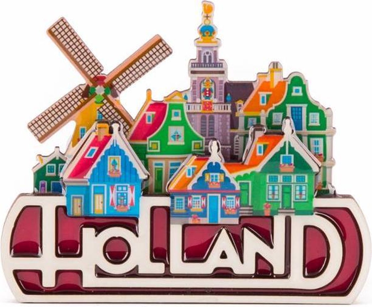 Magneet 2D MDF Coating Dorpstafereel Holland - Souvenir