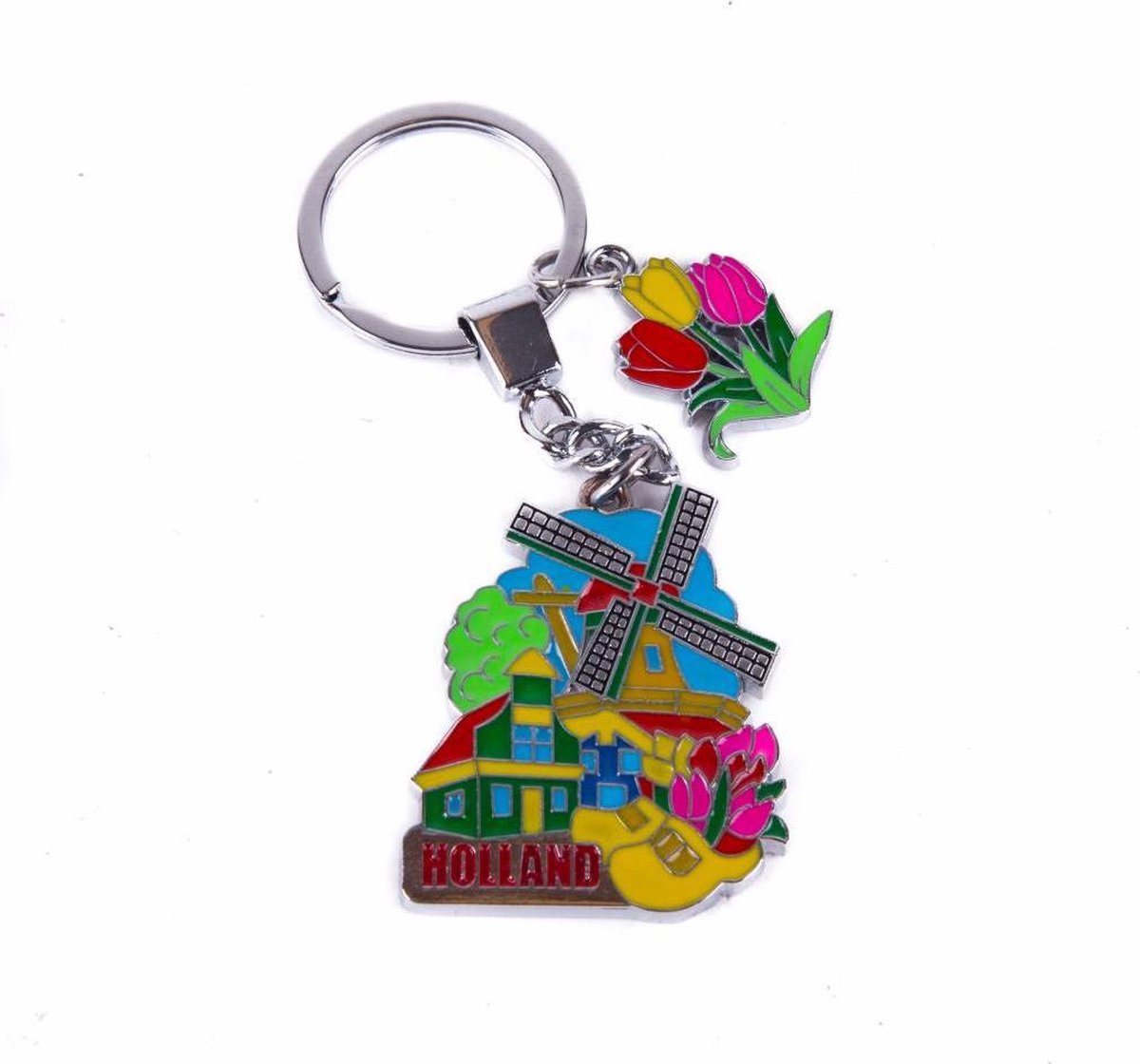 Sleutelhanger Holland Scene Met Tulp Bedeltje - Souvenir