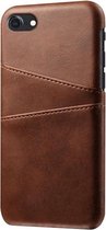 GadgetBay Lederen Portemonee Wallet hoes iPhone 7 8 SE 2020 Case - Bruin Bescherming