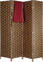 Relaxdays kamerscherm 4 panelen - room divider 180cm - scheidingswand XL paravent baksteen - bruin