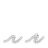 Lucardi - Zilveren oorbellen golf met zirkonia