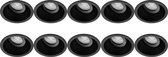 Spot Armatuur 10 Pack - Pragmi Zano Pro - GU10 Fitting - Inbouw Rond - Mat Zwart - Aluminium - Kantelbaar - Ø93mm - BSE