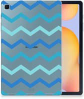Leuk Siliconen Hoes Geschikt voor Samsung Galaxy Tab S6 Lite | Tab S6 Lite 2022 Cover Zigzag Blauw met doorzichte zijkanten