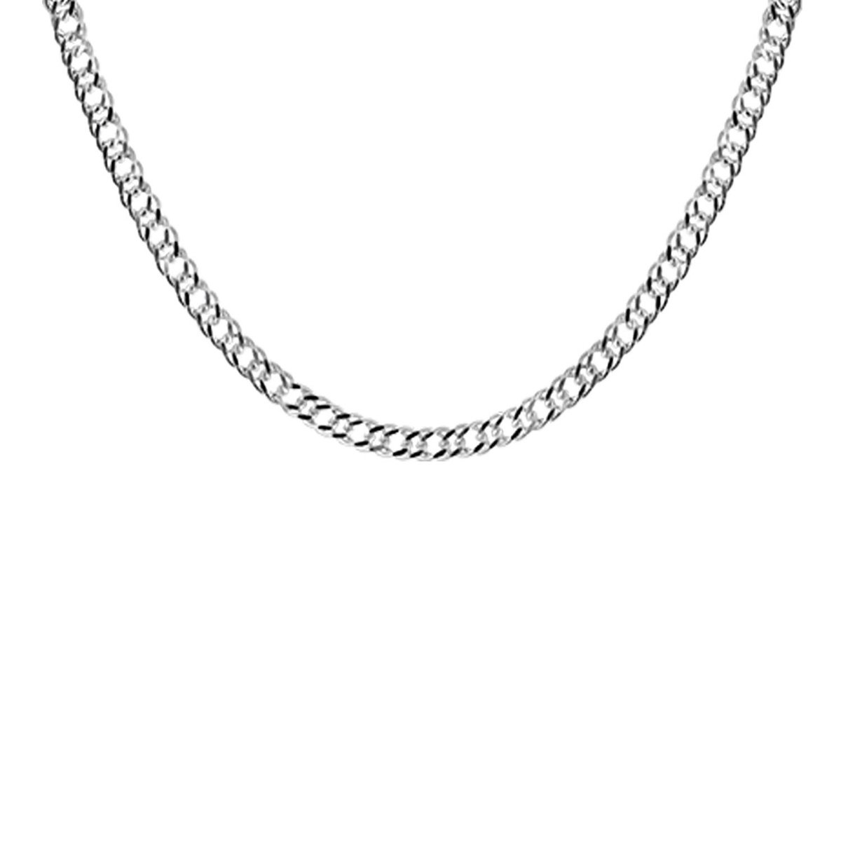 Lucardi Heren Ketting dubbele gourmet - Echt Zilver - Ketting - Vaderdag Cadeautje - 60 cm - Zilverkleurig