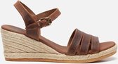 Panama Jack Isa B805 sandalen met sleehak cognac - Maat 36