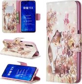 Honor 9X Lederen Portemonnee Hoesje met Print Kat