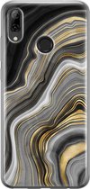 Huawei P Smart 2019 hoesje - Marble agate - Soft Case Telefoonhoesje - Print / Illustratie - Goud