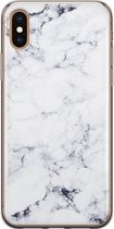 Leuke Telefoonhoesjes - Hoesje geschikt voor iPhone Xs - Marmer grijs - Soft case - TPU - Marmer - Grijs