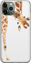 iPhone 11 Pro Max hoesje siliconen - Giraffe - Soft Case Telefoonhoesje - Giraffe - Transparant, Bruin