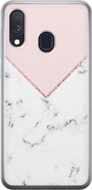 Samsung Galaxy A40 hoesje siliconen - Marmer roze grijs - Soft Case Telefoonhoesje - Marmer - Roze