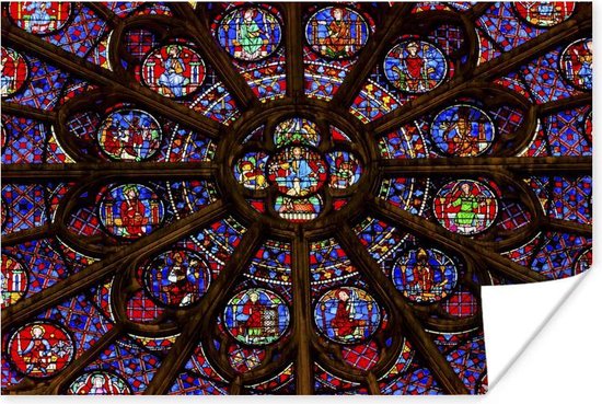 huilen kanaal Buiten Glas in lood in de Notre Dame poster papier 90x60 cm - Foto print op Poster  | bol.com