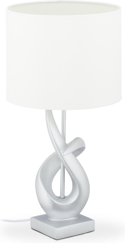 Leeuw tuberculose zoals dat Relaxdays tafellamp modern - designlamp - nachtlamp - lampenkap - E27  fitting - zilver | bol.com