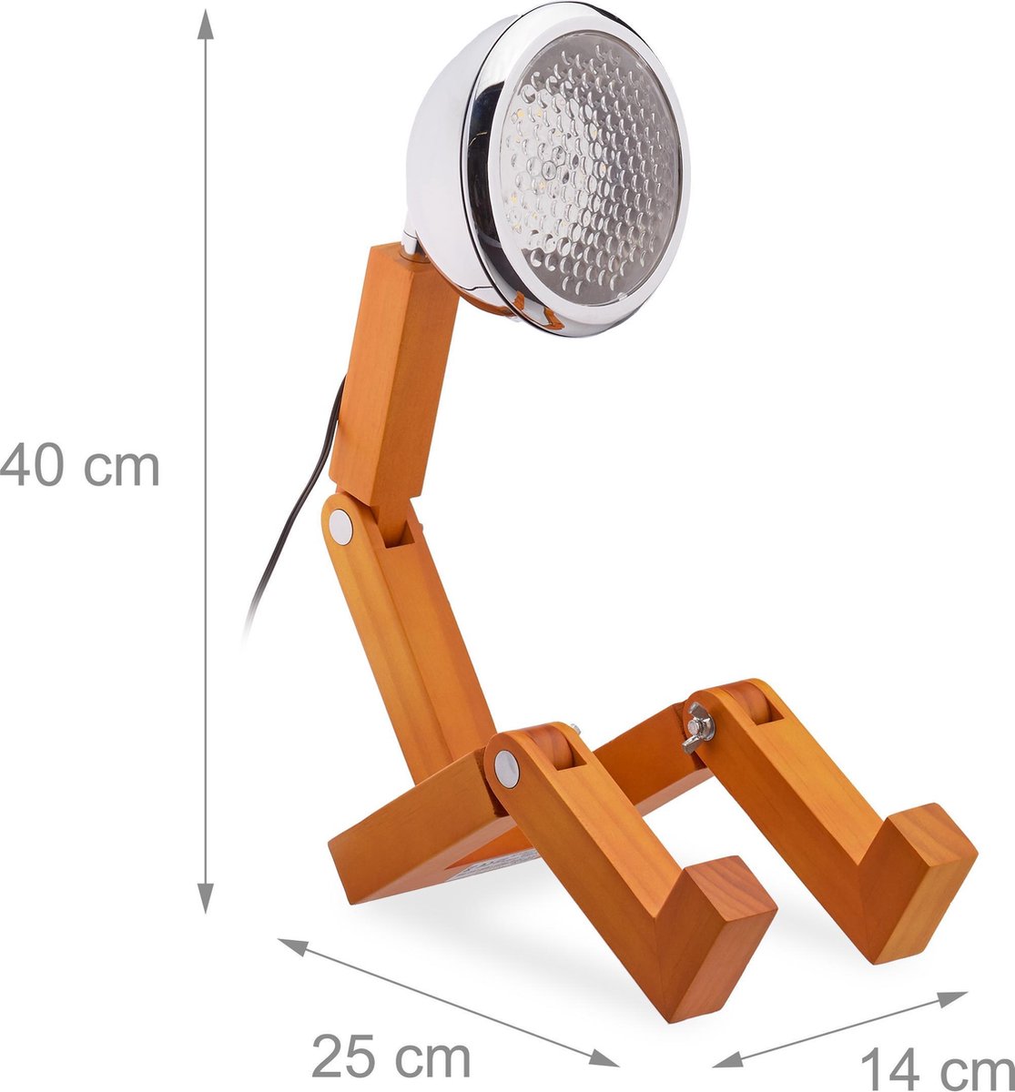 relaxdays tafellamp mannetje LED - robot lamp - bureaulamp - nachtlampje -  schijnwerper | bol.com