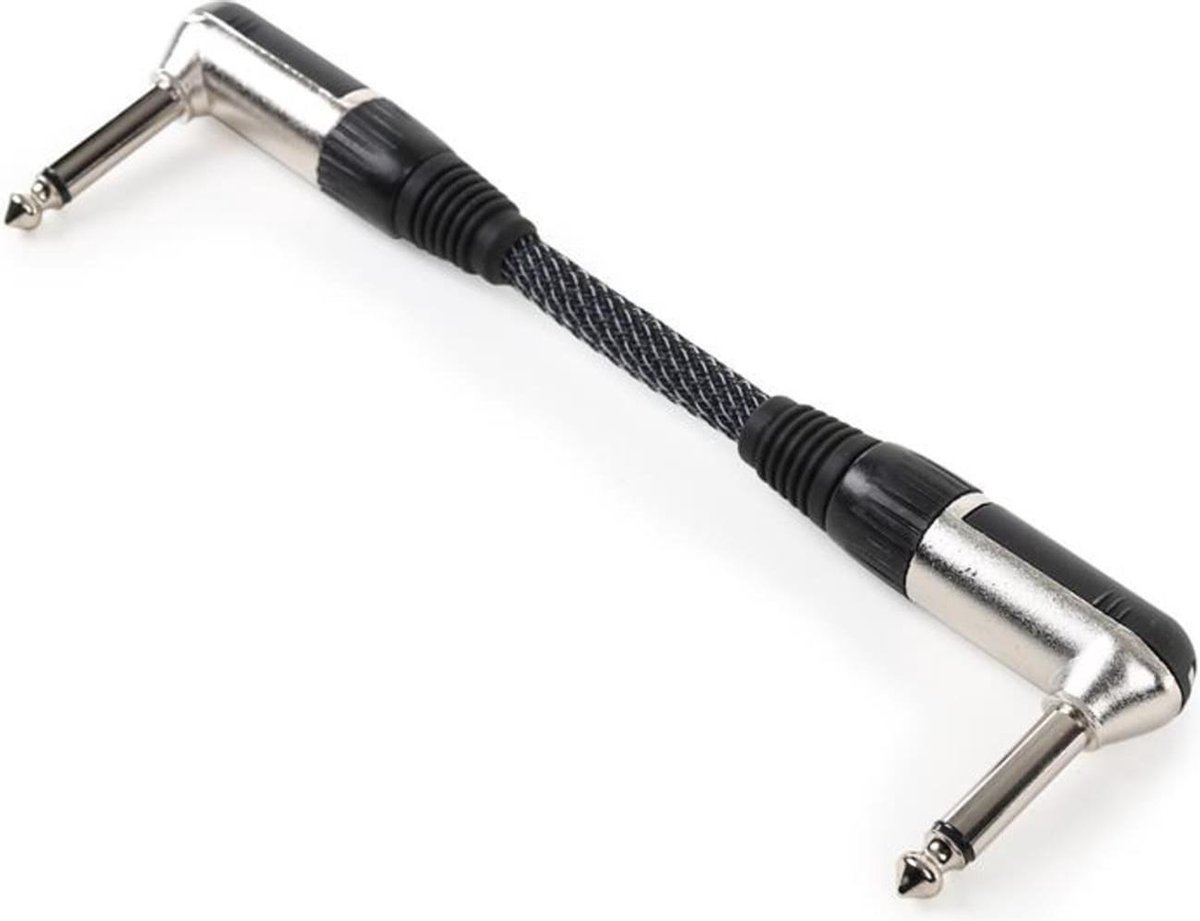 Patchkabel 6,35mm-jack 15cm textielhoes gebogen