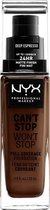 NYX PMU Professional Makeup Can't Stop Won't Stop Full Coverage Fond de teint - Deep Espresso CSWSF24 - Fond de teint - 30 ml