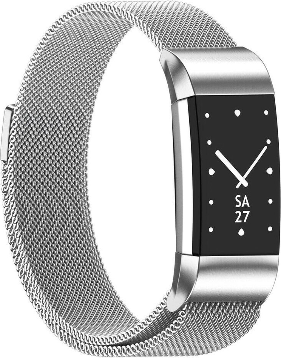 Milanees Smartwatch bandje - Geschikt voor  Fitbit Charge 2 Milanese band - zilver - Maat: S - Horlogeband / Polsband / Armband op Prijzenvolger.com