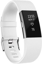 Siliconen Smartwatch bandje - Geschikt voor  Fitbit Charge 2 siliconen bandje - wit - Maat: L - Horlogeband / Polsband / Armband
