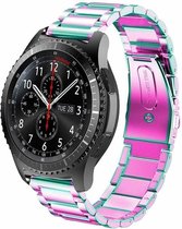Stalen Smartwatch bandje - Geschikt voor  Samsung Galaxy Watch stalen band 46mm - regenboog - Horlogeband / Polsband / Armband