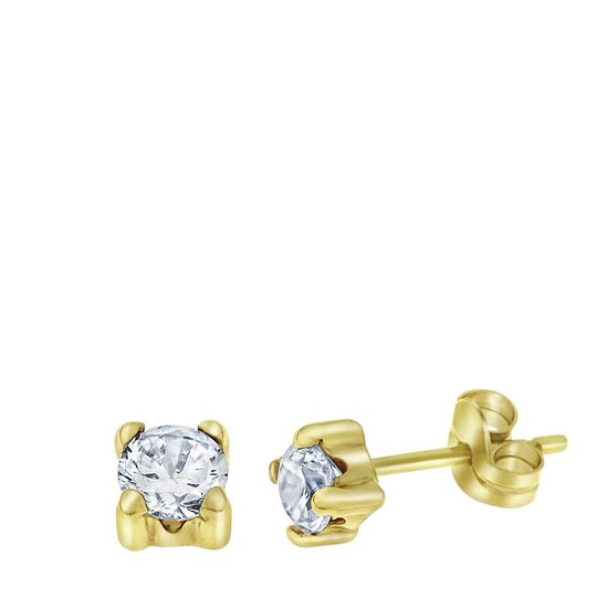 Lucardi - Boucles d'oreilles en or jaune avec zircone 6mm