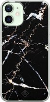 iPhone 12 mini hoesje siliconen - Marmer zwart | Apple iPhone 12 Mini case | TPU backcover transparant