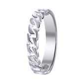 Lucardi Dames Ring gourmetschakel - Ring - Cadeau - Echt Zilver - Zilverkleurig