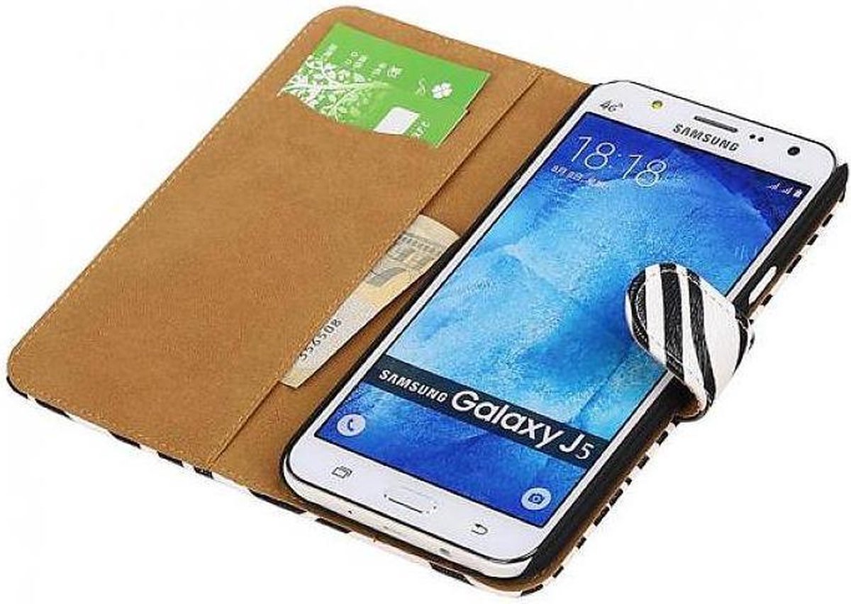 Zebra Bookstyle Hoes Geschikt voor Samsung Galaxy J5 Wit