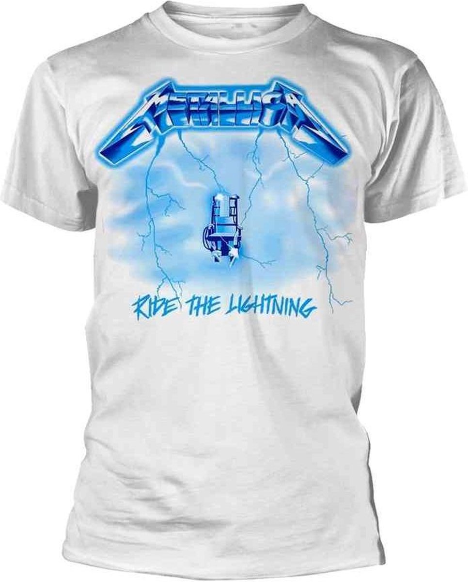 Metallica Heren Tshirt -L- Ride The Lightning Wit