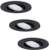 3x HOFTRONIC Miro - Kantelbare inbouwspot - LED - Rond zaagmaat 75mm - Zwart - Dimbaar - 5 Watt - 350 lumen - 230V - 6400K Daglicht wit - Verwisselbare GU10 - Plafondspots - Inbouwspot voor binnen - 2 jaar garantie