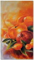 Schilderij  Fruit in een schaal, 4 maten, oranje/groen