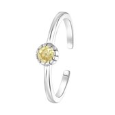 Lucardi Dames Ring goldplated geboortesteen - Ring - Cadeau - Echt Zilver - Zilverkleurig