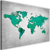 Schilderij , wereld in Groene tinten , 2 maten , Groen grijs , wanddecoratie , Premium print