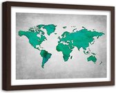 Foto in frame , wereld in Groene tinten , 120x80cm , Groen grijs , wanddecoratie , Premium print