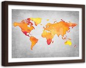 Foto in frame , wereld in Oranje tinten , 120x80cm , Oranje grijs , wanddecoratie , Premium print