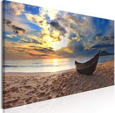 Artgeist Boat on the Beach Narrow Canvas Schilderij - 120x40cm