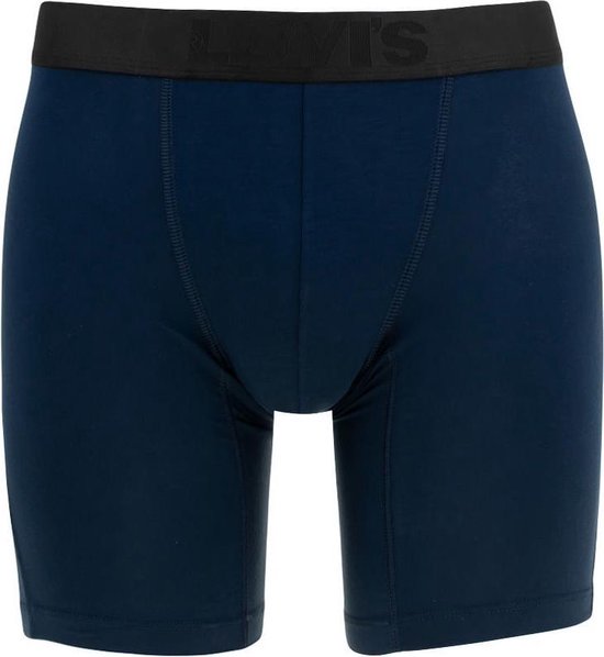 Donkerblauwe boxer met zwarte tailleband met 'Levi's' logo.