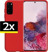 Samsung Galaxy S20 Hoesje Siliconen Case Cover Hoes Rood - 2 stuks