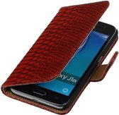 Wicked Narwal | Snake bookstyle / book case/ wallet case Hoes voor Samsung Galaxy J1 (2016) J120F Rood