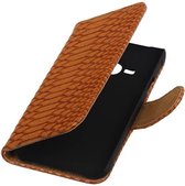 Wicked Narwal | Snake bookstyle / book case/ wallet case Hoes voor Samsung galaxy j1 2015 Ace Bruin