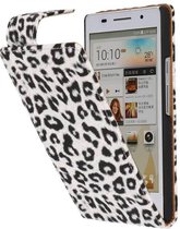 Wicked Narwal | Panter print  Classic Flip Hoes voor Huawei Huawei Ascend P6 Wit