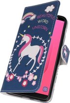 Wicked Narwal | Blauw Unicorn bookstyle / book case/ wallet case Hoesje voor Samsung Galaxy J8