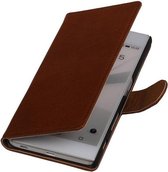 Wicked Narwal | Echt leder bookstyle / book case/ wallet case Hoes voor HTC Eye Bruin