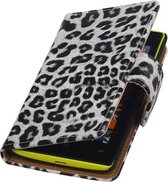 Wicked Narwal | Panter print  bookstyle / book case/ wallet case Hoes voor Nokia Microsoft Lumia 520 Wit