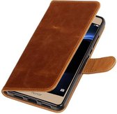 Wicked Narwal | Premium TPU PU Leder bookstyle / book case/ wallet case voor Sony Xperia C6 Bruin