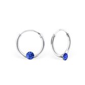Aramat jewels ® - 925 sterling zilveren kinder oorringen met blauwe kristal