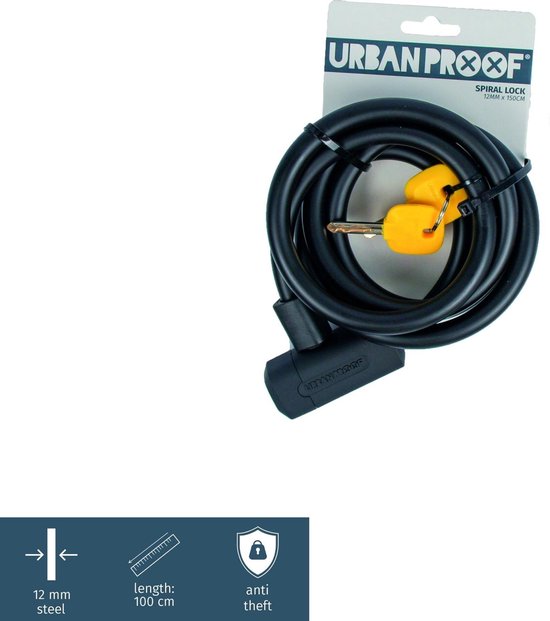 Urban Proof kabelslot 12mm 150cm zwart - UP400600 van Urban Proof — afbeelding 3